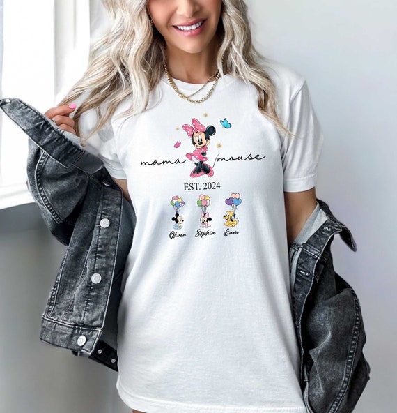 Custom Mama Shirt, Mama Mouse Shirt, Minnie Mouse Tee, Mothers Day Tee, Disney Characters Tee, Kids Names Tee, Daisy T-Shirt, Grandma Shirt