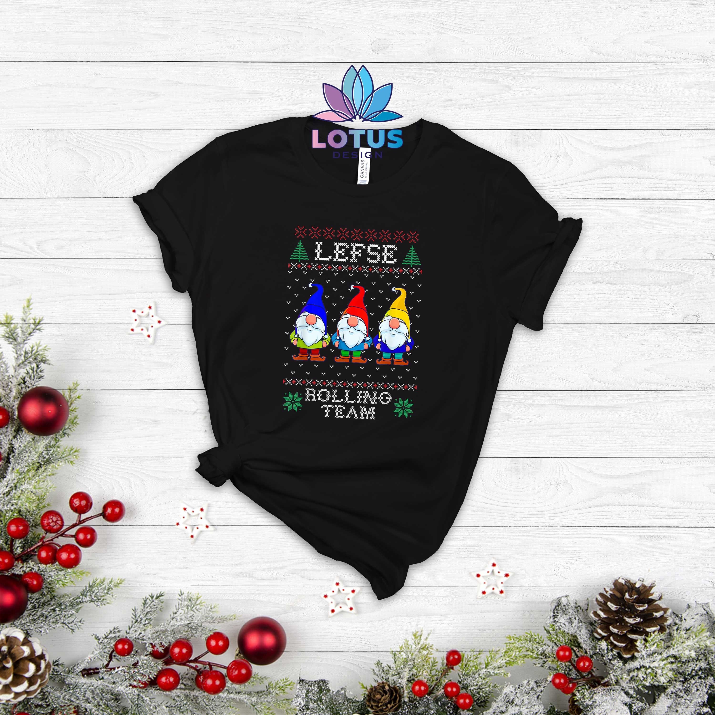 Lefse Making Rolling Team Gnome Xmas Gift T-Shirt Lefse Making Rolling Team Gnome Xmas Gift T-Shirt