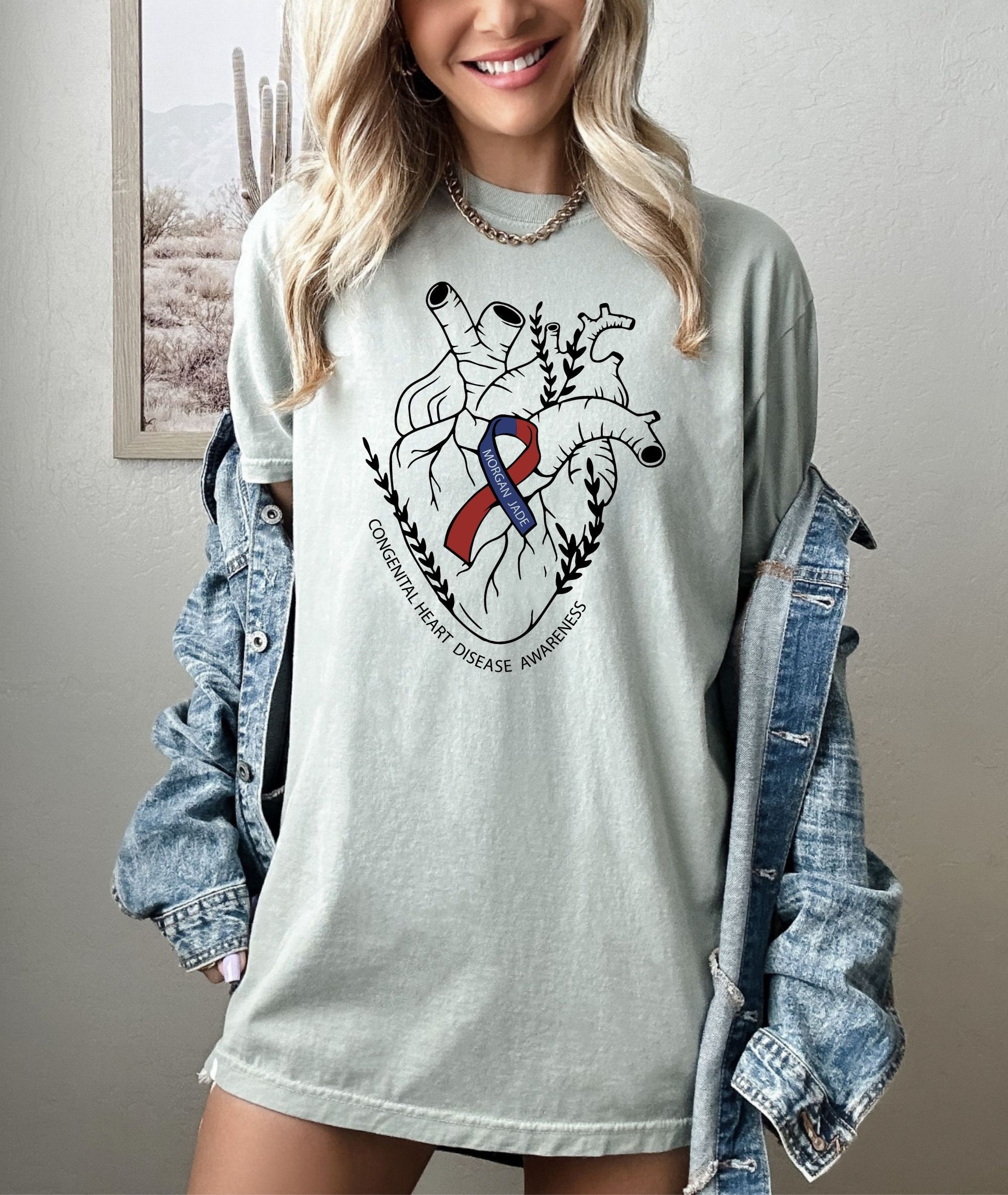 Comfort Colors Oversized Tee, Congenital Heart Disease Awareness