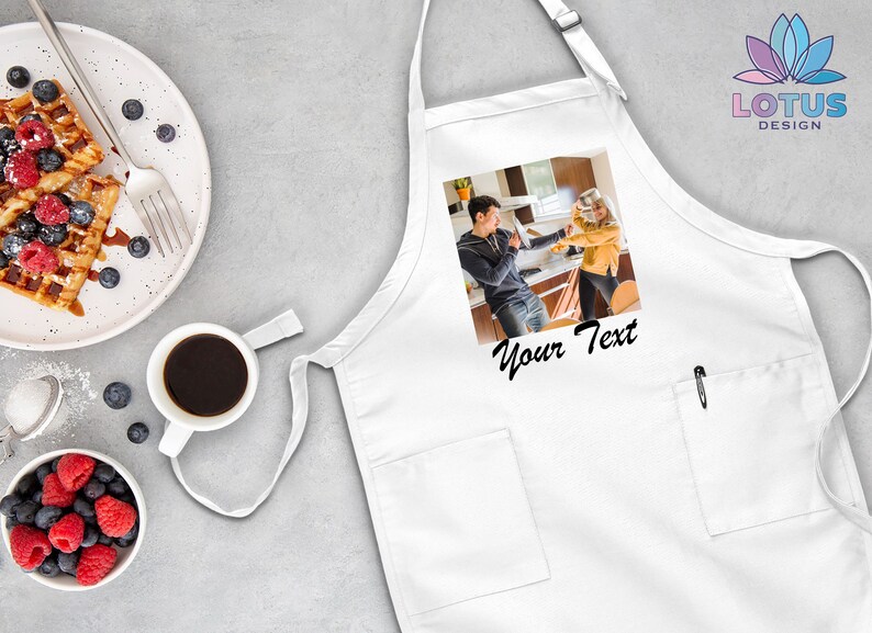 Custom Photo Apron, Picture Chef Gift Apron, Custom Text Apron, Personalized Gift Apron, Adjustable Photo Apron, Apron For Women And Men image 3