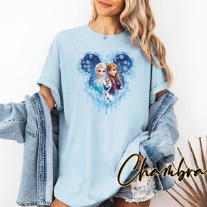 Princess Elsa, Anna, and Olaf Winter Shirt, Comfort Colors Gift, Disney Elsa Frozen Shirt, Frozen Character Tee, Mickey Head Shirt image 11