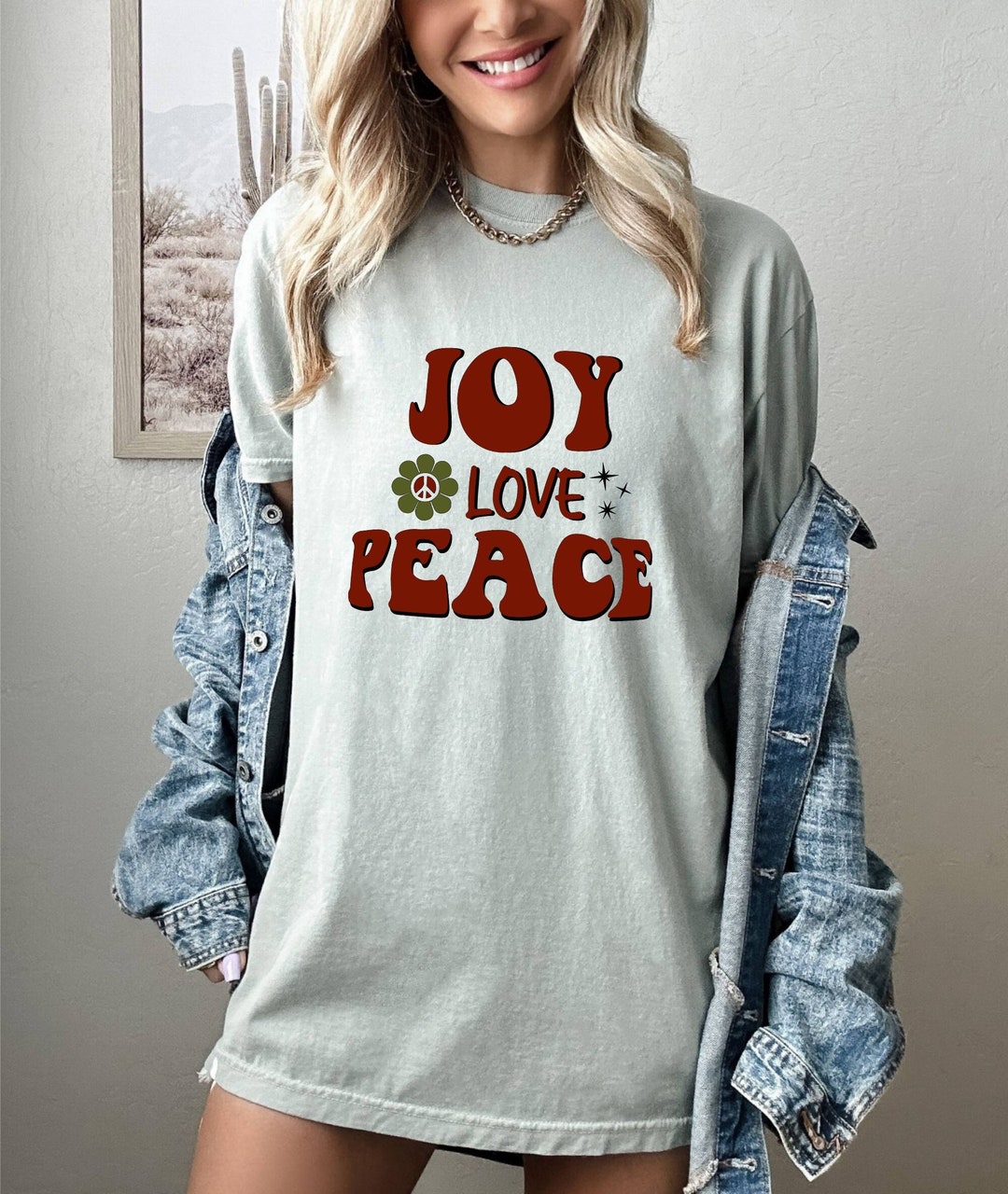 Comfort Colors T-shirt, Peace Love Joy Shirt, Merry Christmas Tee ...