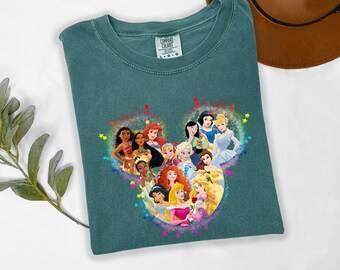 Disney Princess All Characters Shirt, Princess Bday Shirt, Princess Girl Shirt, Princess Castle Tee, Disney Watercolor Tshirt, Disney Gift