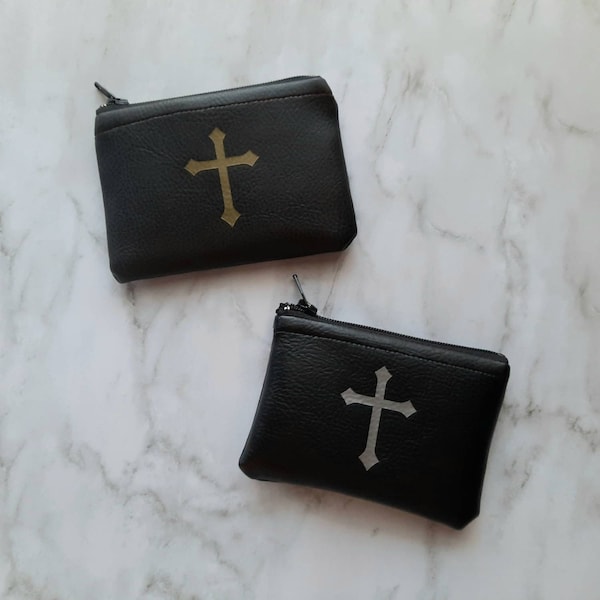 Faux Leather Men's Rosary Pouch | Handmade Catholic Gift for Men