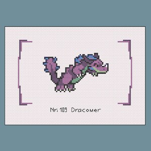 Monster Sanctuary - #109 Dracomer (dark) - Cross Stitch Pattern, PDF, Instant Download