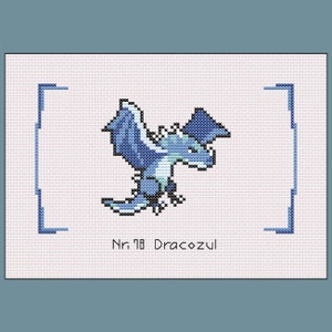 Monster Sanctuary - #78 Dracozul (light shifted) - Cross Stitch Pattern, PDF, Instant Download