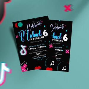Music Birthday Invitation: Teen Dance Party, Editable Canva Template