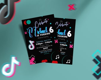 Invitación de cumpleaños musical: Fiesta de baile para adolescentes (plantilla editable de Canva)
