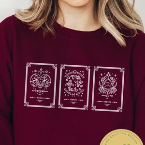 Três sinais grandes feitos sob encomenda da astrologia suéter de <br> Crie Seu Próprio Produto! Lua de Sun feita sob encomenda e camisola de cartas de Tarot do sinal | Astrologia grande de três presentes suéter |