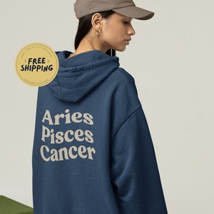 Custom Big Three Astrology  Sun Moon and Rising Sign Hoodie | Big 3 Three gift Astrology Hoodie | Zodiac Clothing Trendy Aesthetic Hoodie