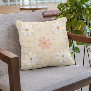 Retro Flower Diamond Mid Century Modern Square Throw Pillow | MCM, Modernist, Decorative Pillow, Mid Century Décor, Franciscan, Eames