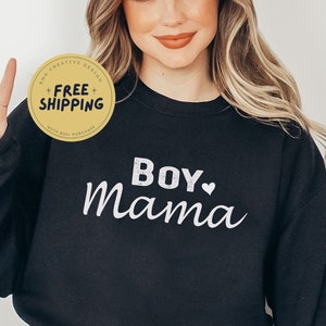 Boy Mama Heart Sweatshirt Hoodie, Mothers Day Gift for Mom, Boy Mom Birthday Gift, Mama Sweatshirt, Mom Crewneck, Gift for Mother