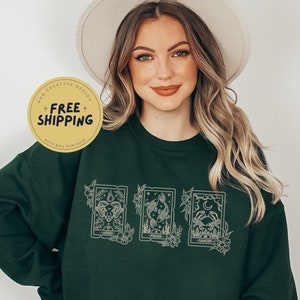 Três sinais grandes feitos sob encomenda da astrologia suéter de <br> Crie Seu Próprio Produto! Lua de Sun feita sob encomenda e camisola de cartas de Tarot do sinal | Astrologia grande de três presentes suéter |