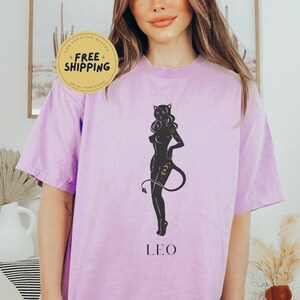 Camiseta do Zodíaco Leo - Camiseta Astrologia - Presente de aniversário do Zodíaco Leo camiseta unissex - Constelação Leo - Signo de Água Fogo Lua Nascente Tarô