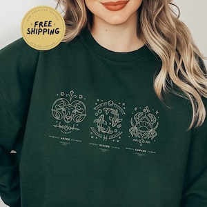 Três sinais grandes feitos sob encomenda da astrologia suéter de <br> Crie Seu Próprio Produto! Lua de Sun feita sob encomenda e camisola de cartas de Tarot do sinal | Astrologia grande de três presentes suéter |