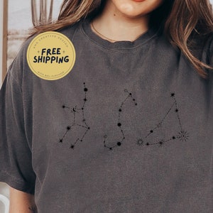 Personalizzato Big Three Astrology Constellation Signs Shirt Comfort Colors / Sun Moon and Rising signs / Big three gift Astrology Sweatshirt /