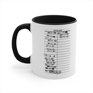 Tasse de carte Date d’échéance de la bibliothèque Cadeau de rat de bibliothèque, Amour livresque pour lire présent, tasse d’enseignement, tasse de bibliothécaire mignonne, lecteur, amateurs de livres, vintage