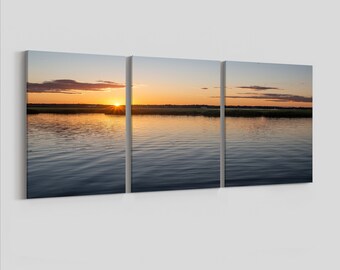 Sunset Shinnecock Bay Long Island NY Nautical Landscape - Canvas Wall Art. Wrapped Canvas on Wooden Frame.  Sunset Wall Art