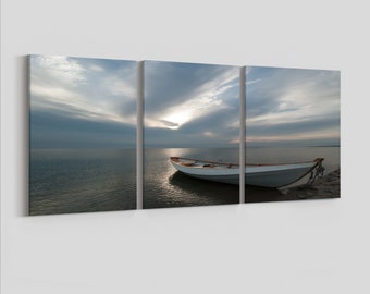 Wooden Rowboat on a Tranquil Cape Cod Bay in Truro, MA - Cape Cod Photo Print on Canvas or Paper