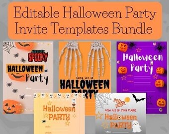 A5 Downloadable & EDITABLE Halloween Party Invitations / Party invites / Spooky Invitations