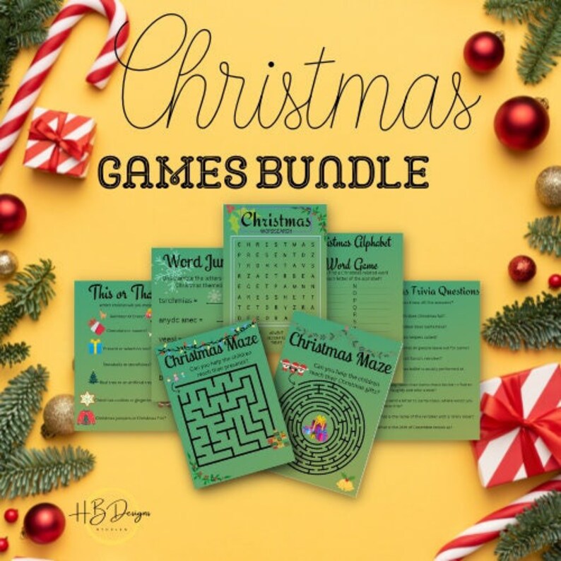 Christmas Themed Games Bundle Kids games Printable games Christmas games Family games Classroom games Games for school image 1