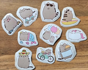 MINI Cute Pusheen Cat Stickers| MINI Fun Sticker Packs| MINI Cute Cartoon Stickers | Cat Stickers | Animal Sticker| 10 designs only