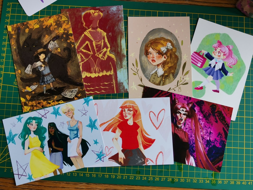 10 Random Postcards, Art, Illustration, Postcrossing, Gift for ...