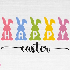Joyeuses Pâques SVG, Pâques SVG, Lapin SVG, Enfants Pâques SVG, Printemps SVG, Joyeuses Pâques Couper Fichiers, Cricut, Png, Svg