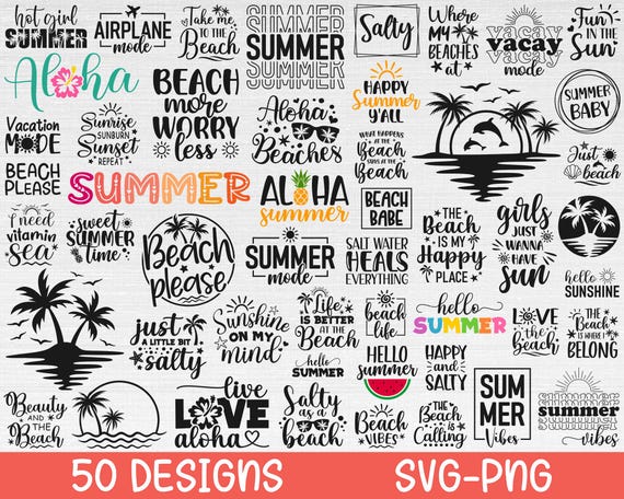 Summer SVG Bundle, Summer Svg, Beach Svg, Summertime Svg, Vacation Svg, Summer Cut Files, Cricut, Png, Svg