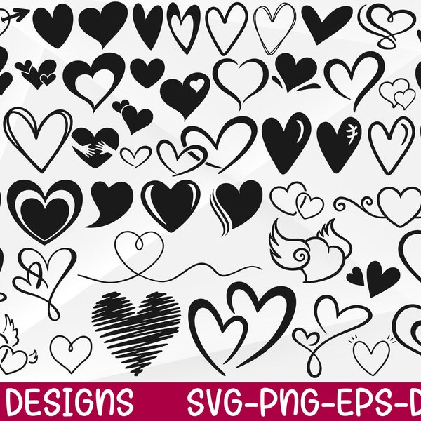 Herz SVG Bundle, Herzen SVG, Valentinstag SVG, Herz Cut Dateien, Cricut, Silhouette, Png, Svg, Eps, Dxf