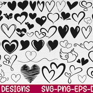 Hart SVG bundel, harten Svg, Valentijnsdag Svg, hart gesneden bestanden, Cricut, silhouet, Png, Svg, Eps, Dxf