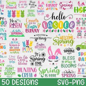 Paquet SVG de printemps, paquet SVG de Pâques, bienvenue printemps SVG, printemps SVG, joyeuses Pâques SVG, Pâques SVG, fichiers de coupe de printemps, Cricut, Png, SVG