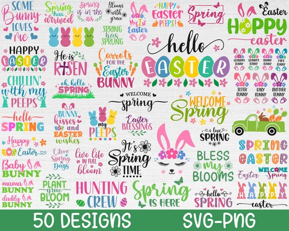 Spring SVG Bundle, Easter SVG Bundle, Welcome Spring Svg, Spring Svg, Happy Easter Svg, Easter Svg, Spring Cut Files, Cricut, Png, Svg