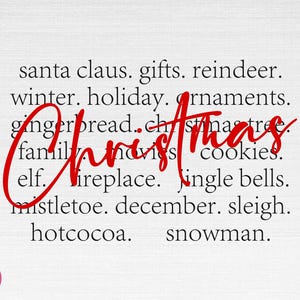 Mots de Noël SVG, Chemise de Noël SVG, Noël SVG, Hiver SVG, Mots de Noël coupés fichiers, Cricut, Png, Svg