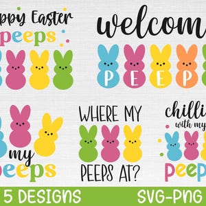 Pâques Peeps SVG Bundle, Peeps SVG, Mes Peeps SVG, Pâques SVG, Enfants Pâques SVG, Lapin de Pâques SVG, Pâques Peeps Cut Files, Cricut, Png, SVG