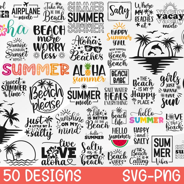 Summer SVG Bundle, Summer Svg, Beach Svg, Summertime Svg, Vacation Svg, Summer Cut Files, Cricut, Png, Svg