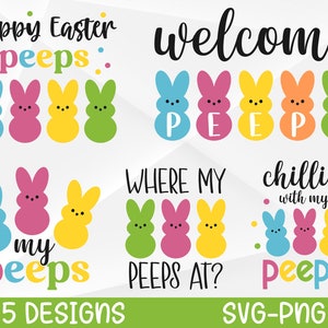 Easter Peeps SVG Bundle, Peeps Svg, My Peeps Svg, Easter Svg, Kids Easter Svg, Easter Bunny Svg, Easter Peeps Cut Files, Cricut, Png, Svg