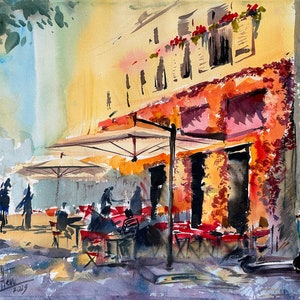 Original Aquarell von Helga Sherr| Italien Stadt Landschaft| Home Decor Gemälde| Europa Landschaft| Rom Aquarell| Original Gemälde