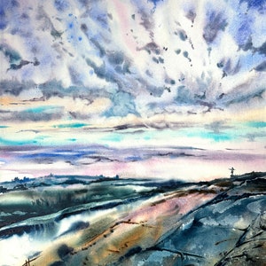 Original Watercolor Painting by Helga Sherr| Home Decor| Original Landscape Watercolor| Maine Landscape Painting| Original Watercolor