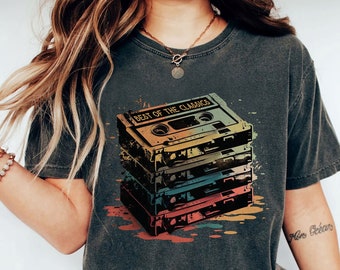 Old Cassette Tape Shirt, Vintage Music Lover Gift, Rock Cassettes, Vintage Vibe Graphic Tees, Retro Music Band Tee