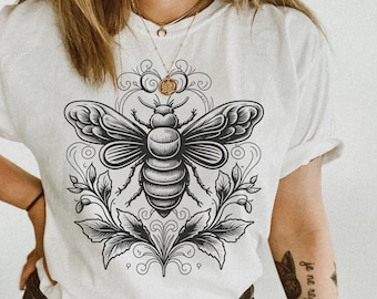 Camiseta de abeja vintage, camiseta de abeja de miel para mujer, camiseta de insecto insecto, regalo de amante de la naturaleza, Save the Bees, Cottagecore