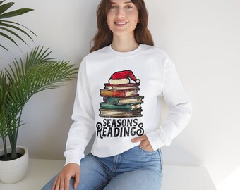 Sudadera Seasons Readings, Camisa de libros de Navidad, Regalo navideño para amantes de los libros, Booktok navideño, Cuello redondo de Navidad para mujer,