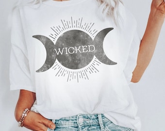Wicked Moon Sweatshirt, Crescent Moon Tee, Full moon T-shirt, Witchy Vibes, Wicca Graphic Tee