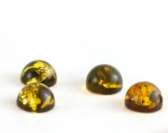 Cabochons en ambre de la Baltique, véritable ambre de la Baltique, cabochons ronds verts de 8 mm, une pièce sélectionnée au hasard