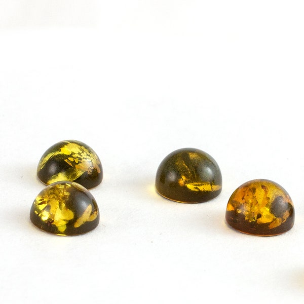 Baltic Amber Cabochons, Genuine Baltic Amber 8mm Green Round Cabochons, One Piece Randomly Selected