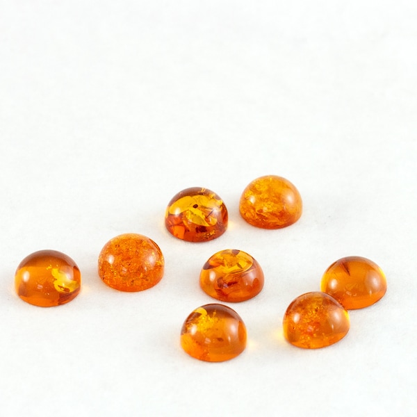 Baltic Amber Cabochons, Genuine Baltic Amber 6mm Round Cabochons, One Piece Randomly Selected