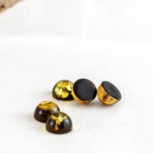 Baltic Amber Cabochons, Genuine Baltic Amber Green Round Cabochons, 6mm, One Piece Randomly Selected,Certificate of Authenticity is Included