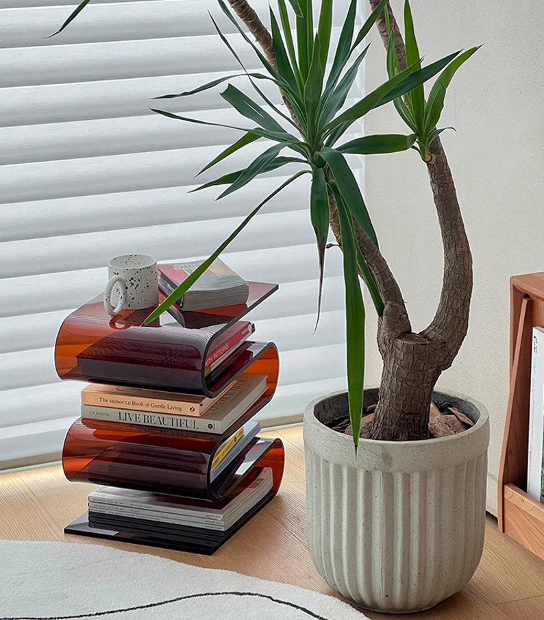 Acrylic Side Table End Table Book Shelf Bedside Table Living Etsy