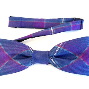 Hillsden Tartan Bow Tie Pure New Wool Tartan Modern Blue / Purple