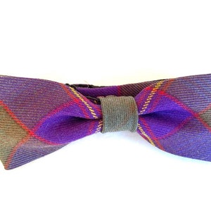 Hillsden Tartan Bow Tie Pure New Wool Tartan Hunting Green / Purple